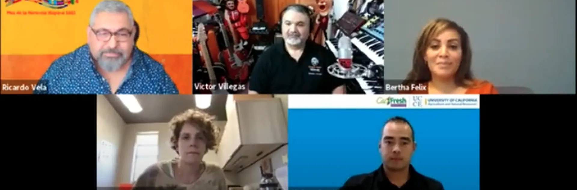 Clockwise from top left: Ricardo Vela, Victor Villegas of Oregon State University, Bertha Felix, Christopher Gomez Wong and Beatriz Nobua-Berhrmann. The panelists, who all identify as Hispanic, discussed their varied ancestry on Sept. 15 for "One size doesn't fit all."