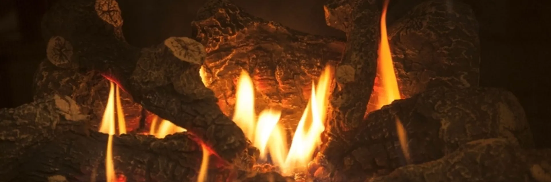 Fire in a fireplace.