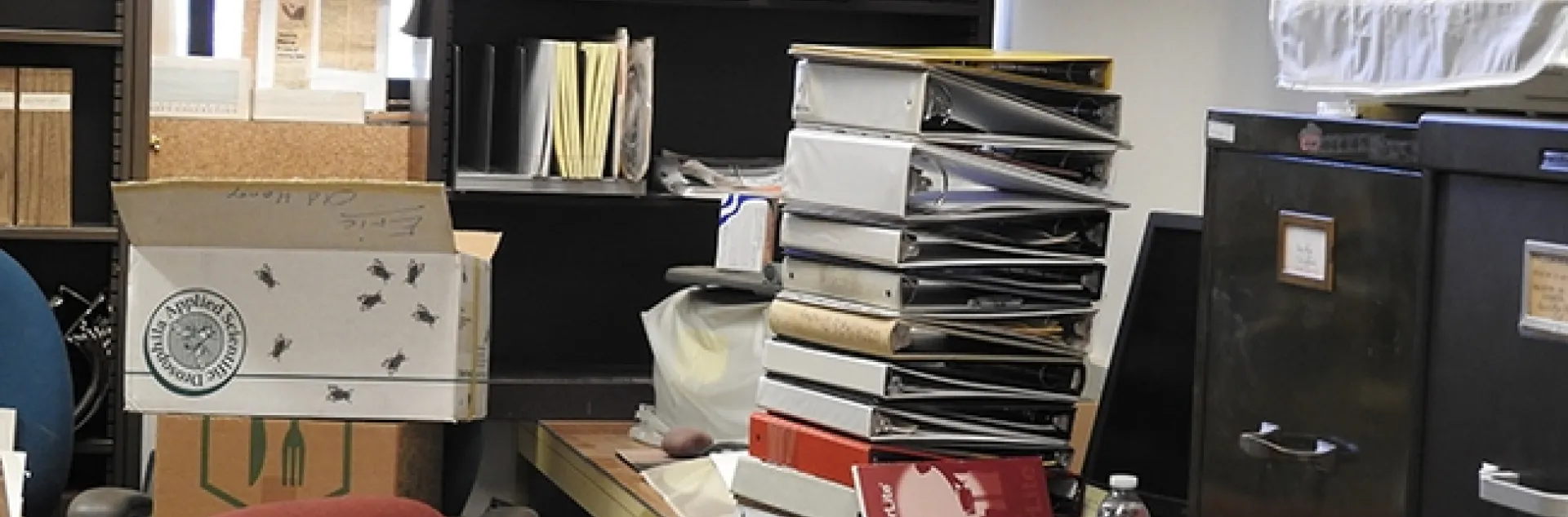 This was part of Extension apiculturist emeritus Eric Mussen's office, ready to be moved. (Photo by Kathy Keatley Garvey)