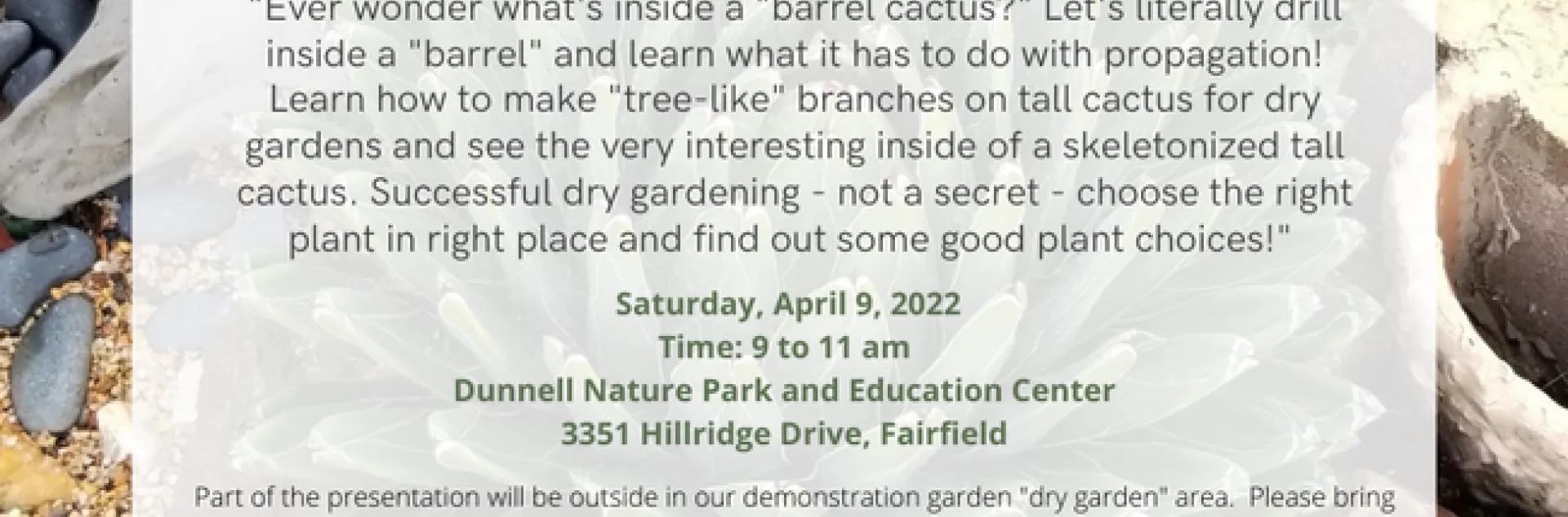 flyer for the Secret Life of a Dry Garden and Cactus event.