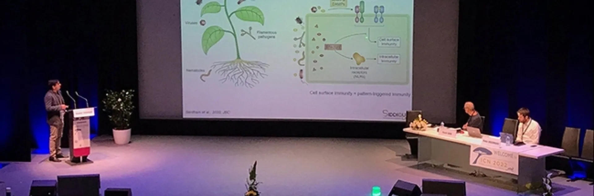 UC Davis nematologist Shahid Siddique presents a seminar on “How Plants Recognize Nematodes: Signals and Signalling” at the Seventh International Congress of Nematology meeting in Antibes Juan-Les-Pins, France.