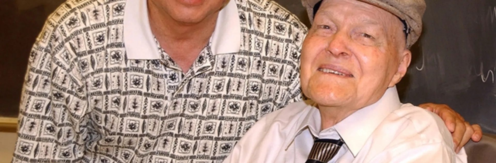 This 2006 image of UC Davis medical entomologist Bob Washino (left) shows him with Richard Bohart (1913-2007), for whom the Bohart Museum of Entomology is named. At the time, Washino was serving as chair of the Department of Entomology, and Bohart was being honored with a Distinguished Research Medal from the International Society of Hymenopterists. (Photo by Kathy Keatley Garvey)