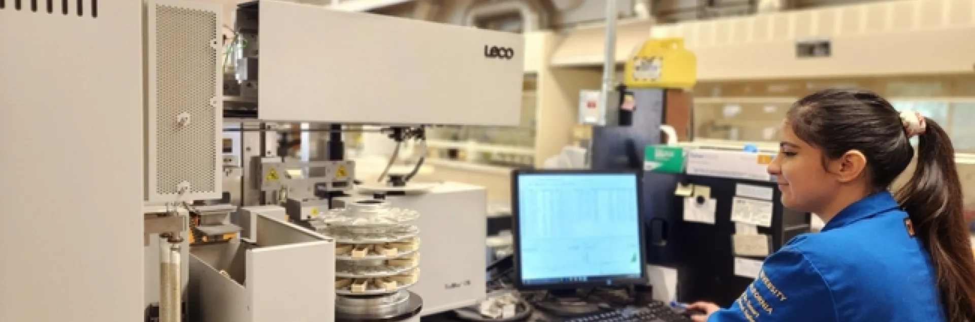 UC ANR researchers who need soil, plant, water, wastewater and feed tested may use the UC Davis Analytical Lab. Ashley operates a carbon nitrogen analyzer.
