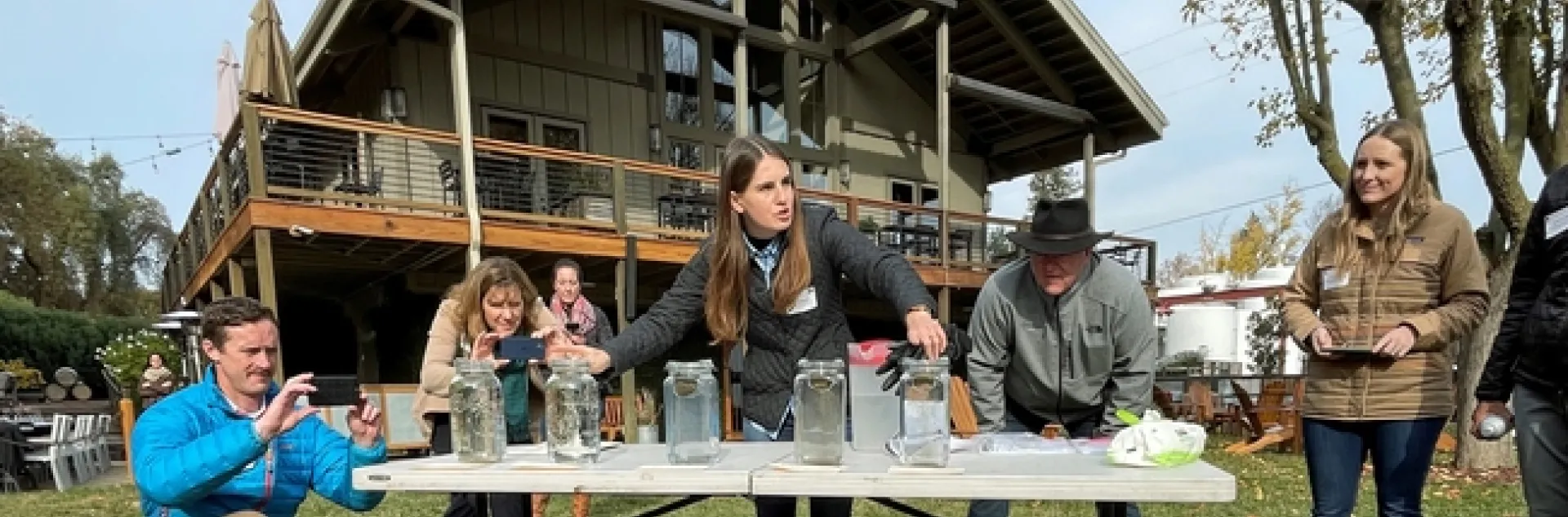Hope Zabronsky demonstrated how soil aggregates from conventionally tilled fields compared to soil from fields using low-till or no-till farming practices.