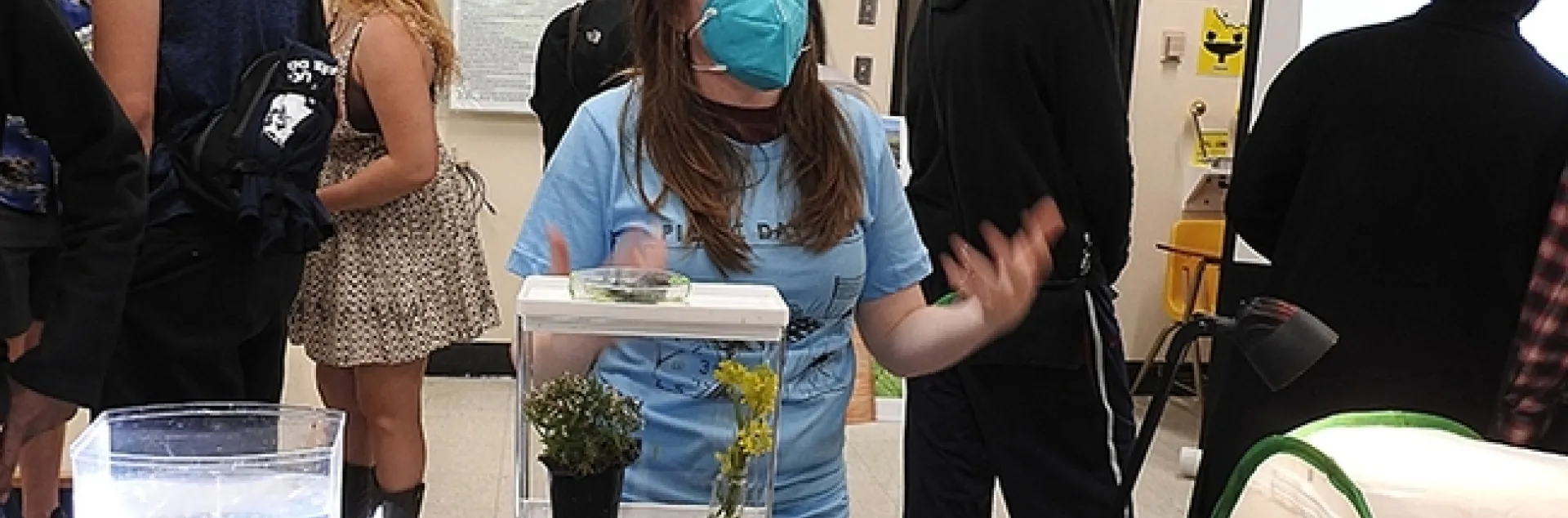 Adelaine "Addie" Abrams answers questions about agricultural entomology at the 2022 annual UC Davis Picnic Day activities in Briggs Hall. (Photo by Kathy Keatley Garvey)