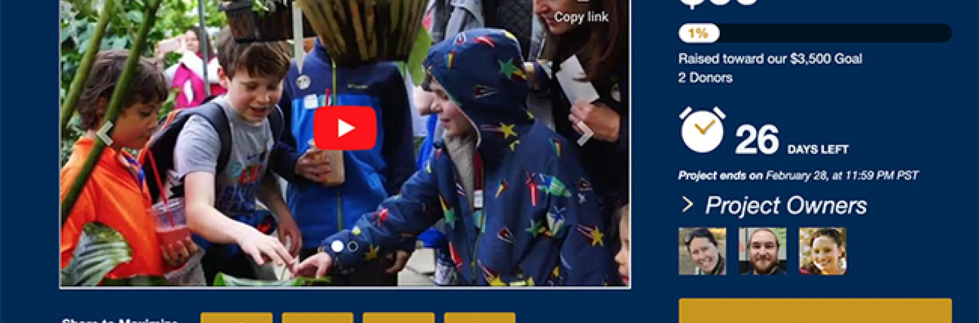 The newly launched Crowdfunding site for the UC Davis Biodiversity Museum Day looked like this early today.