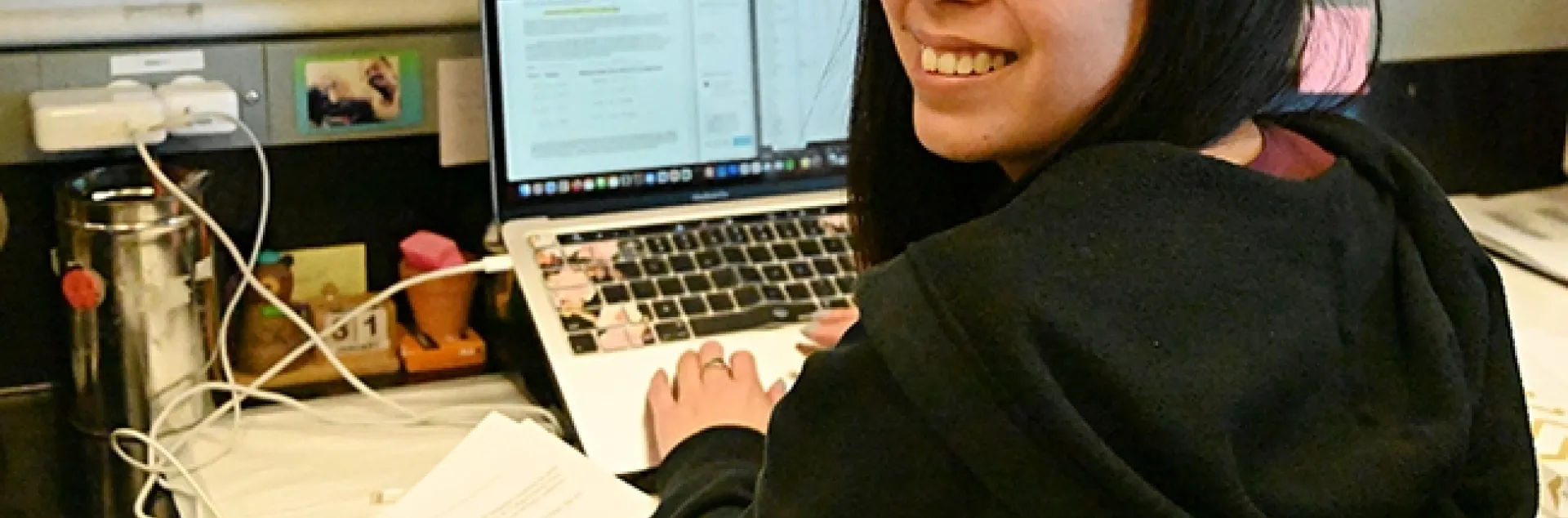 Doctoral candidate Christine Tabuloc working in the laboratory of molecular geneticist and physiologist Joanna Chui, professor and vice chair of the UC Davis Department of Entomology and Nematology. (Photo by Kathy Keatley Garvey)