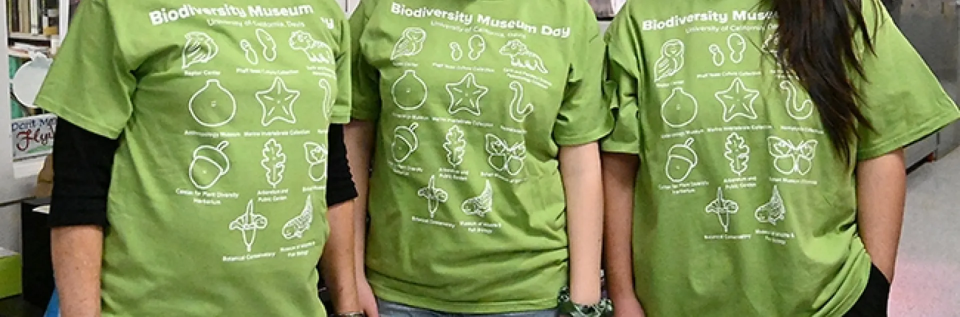 Wearing of the Green--Ready to greet the crowd at the Bohart Museum of Entomology on Feb. 18 are (from left) Lynn Kimsey, director of the Bohart Museum of Entomology and a UC Davis distinguished professor of entomology, and entomology students and Bohart associates, Sol Wantz, president of the Entomology Club, and Allen Chew. (Photo by Kathy Keatley Garvey)