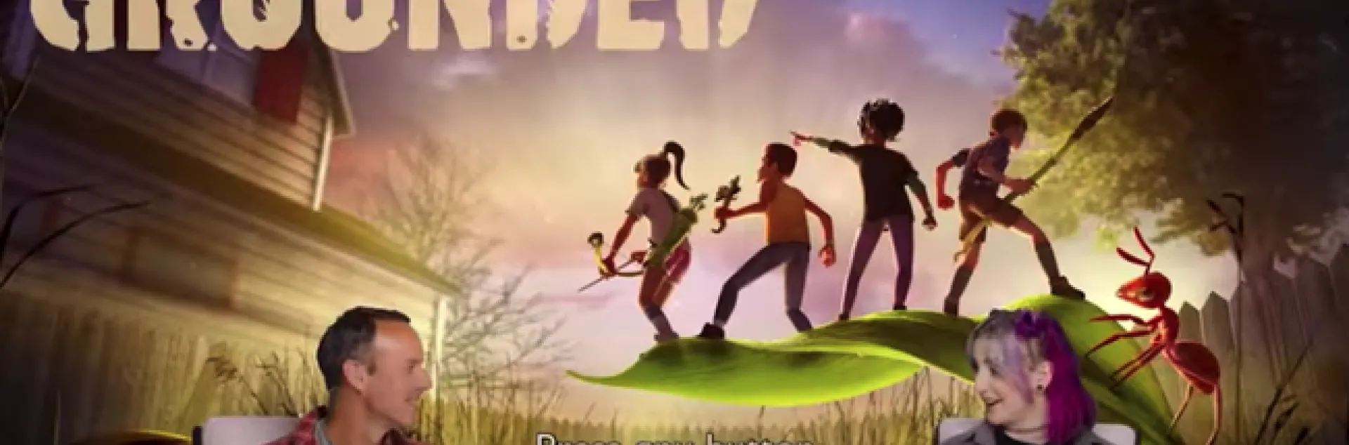 David Haviland and HelloIAmKate sit on stools with game graphics in background.