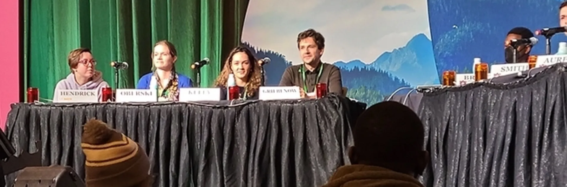 Zachary Griebelow (right) captained the UC Davis Entomology Games team that won the national championship at the 2022 Entomological Society of America meeting, held in Vancouver, British Columbia. With him (from left) are doctoral candidates Madison Hendrick, Jill Oberski and Erin "Taylor" Kelly. (Photo by Geoffrey Attardo, UC Davis faculty)