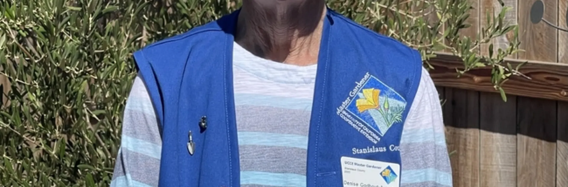 Smiling woman with short gray hair wearing a blue vest, author photo.