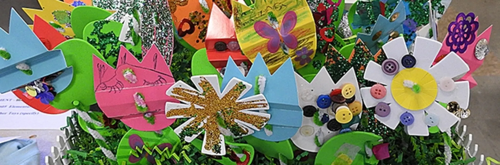 Students at the Tremont Elementary School, Dixon, created this "Spring Has Sprung" basket of flowers and pollinators as their entry in the Dixon May Fair, May 11-14. (Photo by Kathy Keatley Garvey)