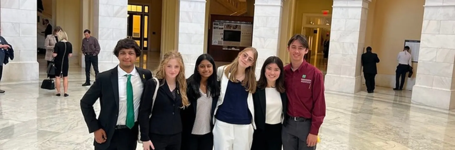 Six 4-H youth in the Congressional offices rotunda in Washington D.C.