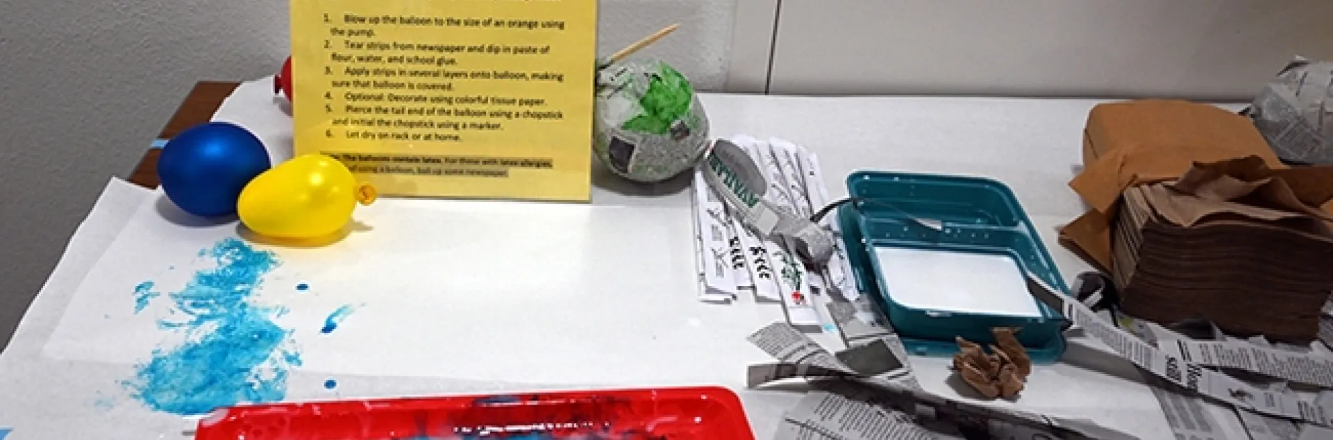 Bohart Museum of Entomology set out instructions on how to make a paper mache wasp nest. (Photo by Kathy Keatley Garvey)