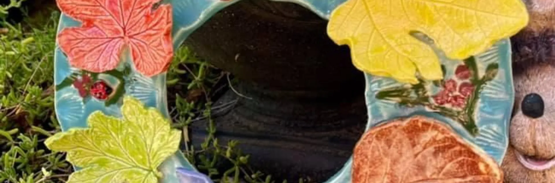 My wreath with leaves molded from Karen’s garden. photos by Cindy Yee