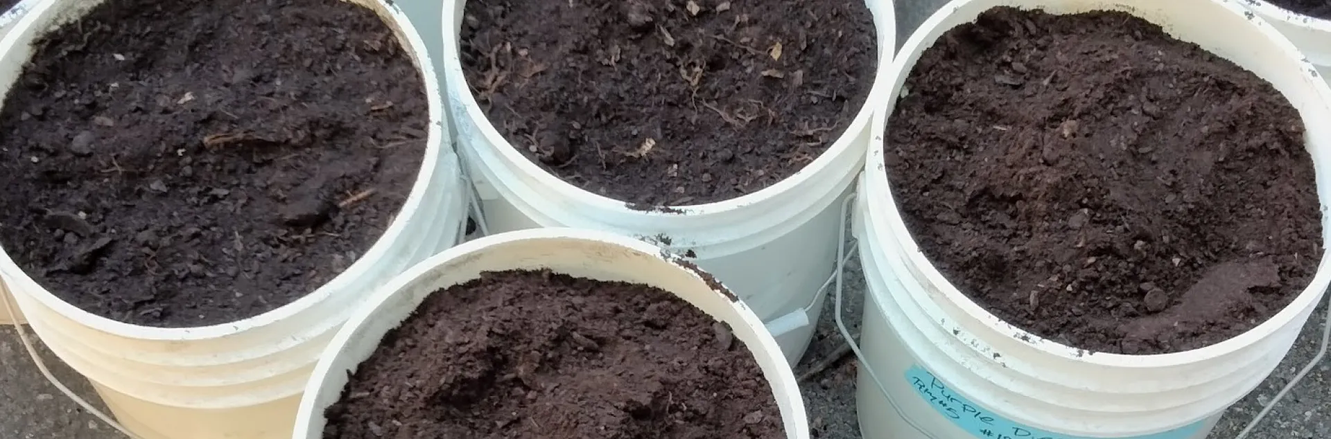 buckets with dehydrated food waste powder