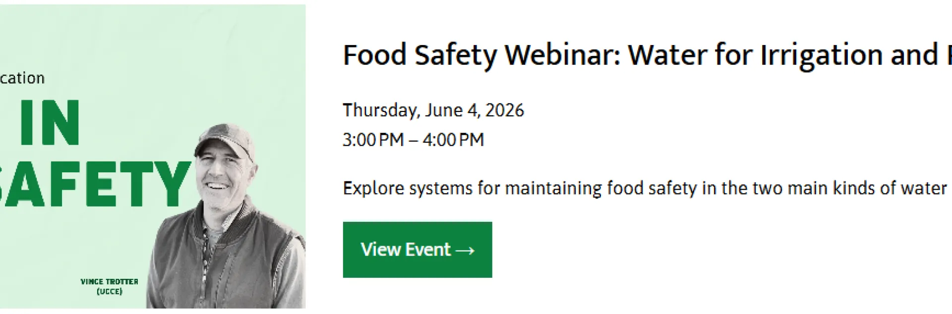 Vince Trotter headshot for water and food growing webinar banner