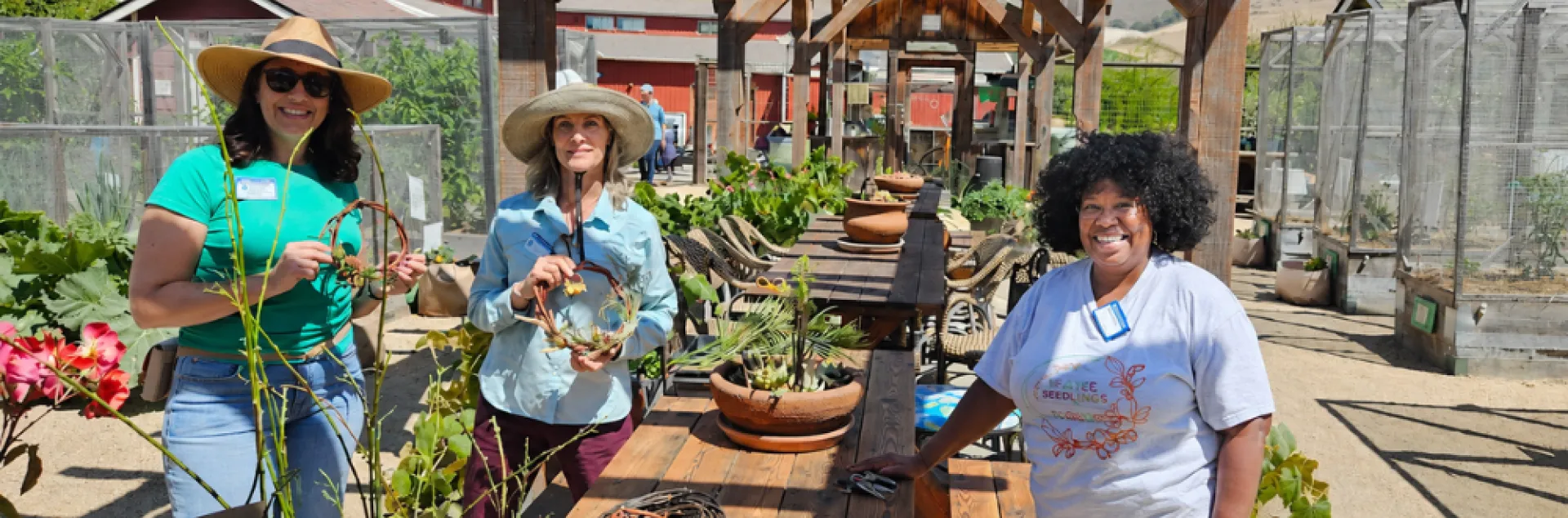 Master Gardeners demonstrating willow wreath making