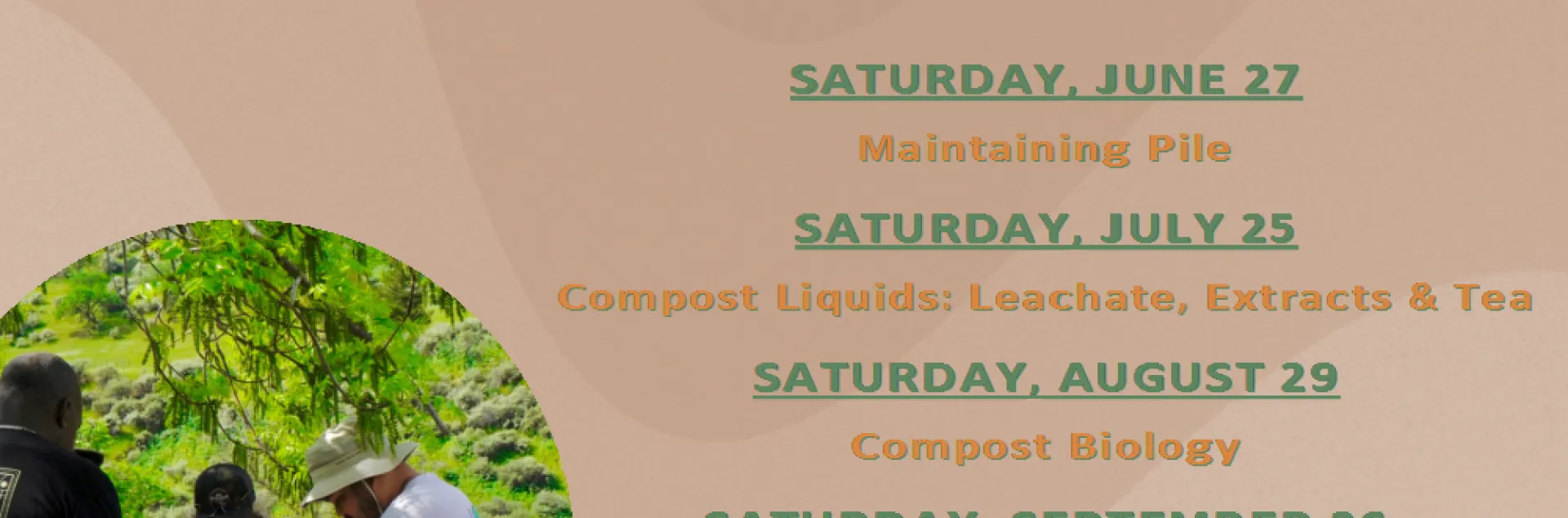 Compost workshop Series flier with dates and topics covered