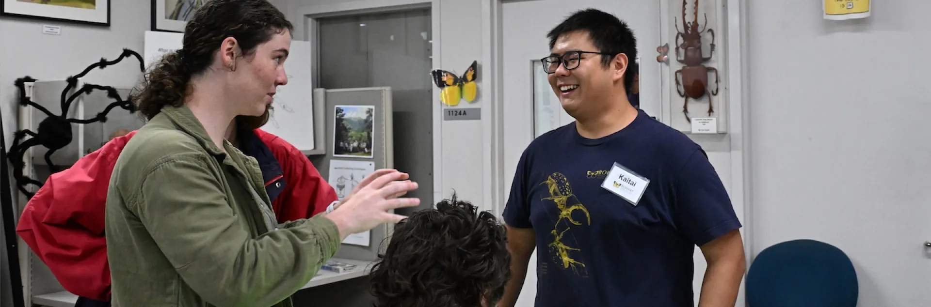 Moth Night at the Bohart Museum of Entomology:Kaitai Lu smiling.