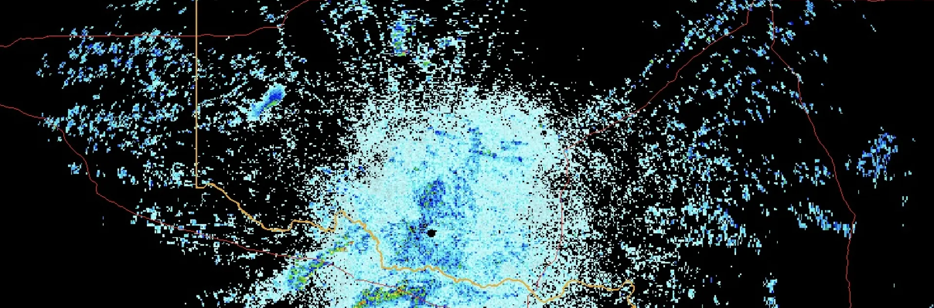 This radar scan of a July sunset in Oklahoma skies shows moths flying.