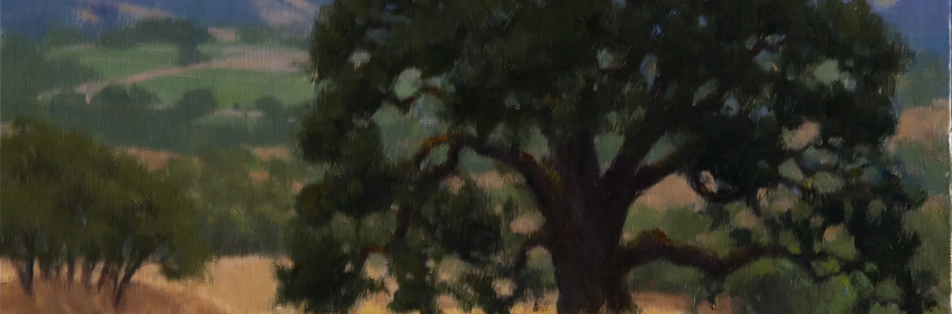 Plein air painting of oak in HREC landscape
