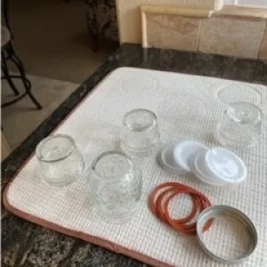 Sanitized canning jars, lids, and rings