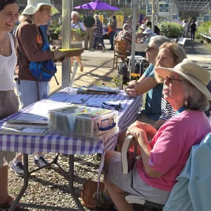Master Gardener table at UC Davis Arboretum plant sale