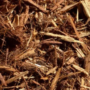 Shredded bark mulch.