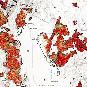 Map of fire perimeters in Northern California.