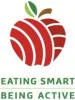 eating smart being active logo with an apple graphic